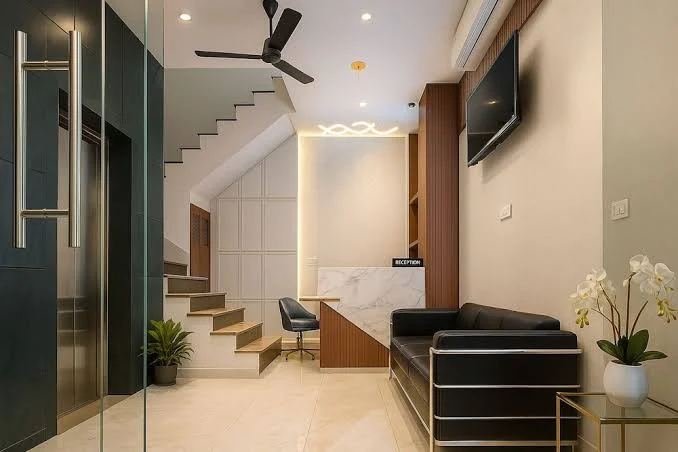 Reception lobby at Hotel Vyom Residency